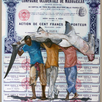 Painting titled "la pêche au requin-…" by Erika Sellier, Original Artwork