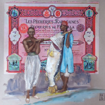 Ζωγραφική με τίτλο "la-peche-au-capitai…" από Erika Sellier, Αυθεντικά έργα τέχνης