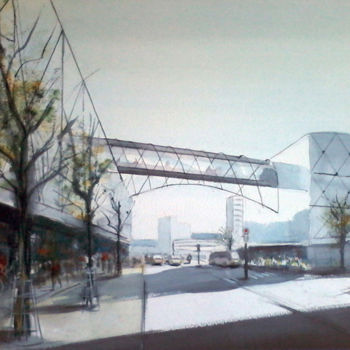 Painting titled "Beaugrenelle" by Ple Eric, Original Artwork, Watercolor
