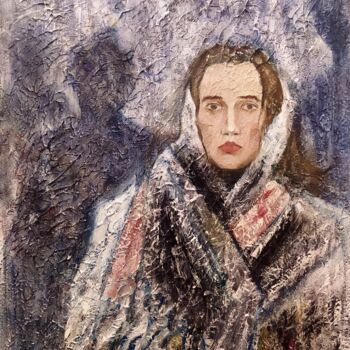 Painting titled "Portrait of  woman…" by Erkin Alakbarli, Original Artwork, Acrylic Mounted on Wood Stretcher frame