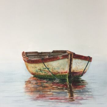 Pittura intitolato "Old boat." da Erkin Yılmaz, Opera d'arte originale, Acquarello