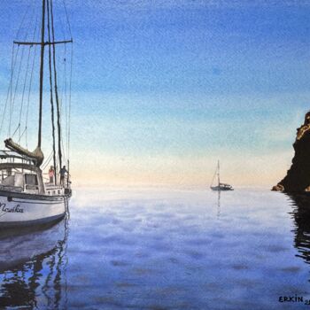"Sailcamp in the Cov…" başlıklı Tablo Erkin Yılmaz tarafından, Orijinal sanat, Suluboya