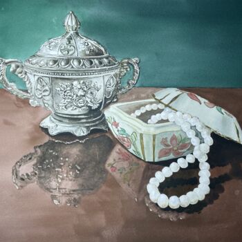 Картина под названием "Jewelery Boxes." - Erkin Yılmaz, Подлинное произведение искусства, Акварель
