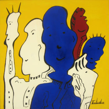 Pintura intitulada "The big blue boss" por Erlodem, Obras de arte originais, Acrílico