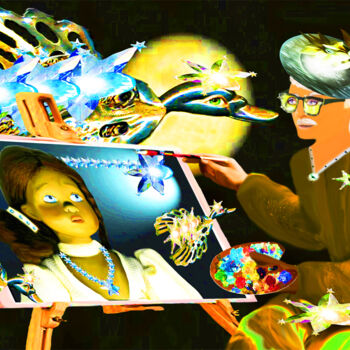 Pittura intitolato "ANCHE LE STELLE EMI…" da Ermanno Ricci, Opera d'arte originale, Pittura digitale