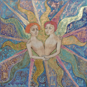Картина под названием "Gemini" - Erna Berger Moise, Подлинное произведение искусства, Пастель
