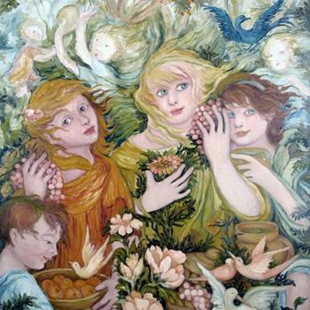 Pittura intitolato "As crianças" da Erna Antunes - ( Erna Y ), Opera d'arte originale, Altro