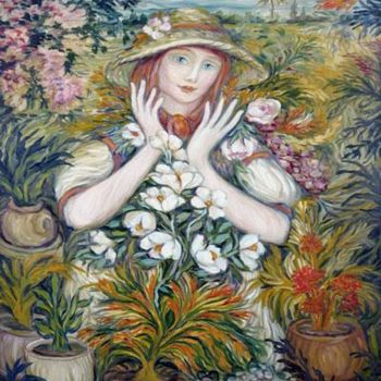 Pittura intitolato "Vendedora das flores" da Erna Antunes - ( Erna Y ), Opera d'arte originale, Altro