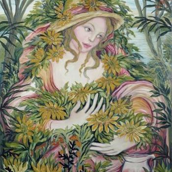 Pintura intitulada "Menina camponesa" por Erna Antunes - ( Erna Y ), Obras de arte originais