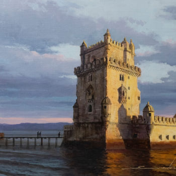 Pittura intitolato "Torre de belem" da Ernandes Silva, Opera d'arte originale, Olio
