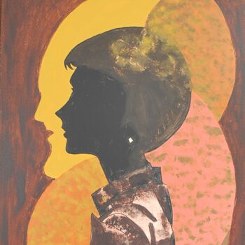 Painting titled "Mujer pensando en h…" by Ernest Carneado Ferreri, Original Artwork, Acrylic Mounted on Wood Stretcher frame