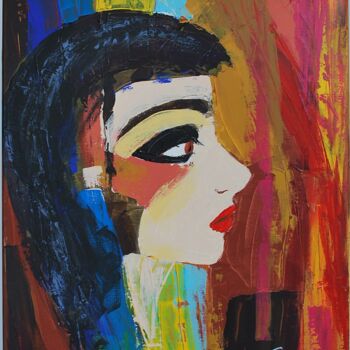 Painting titled "Mujer abstracto con…" by Ernest Carneado Ferreri, Original Artwork, Acrylic Mounted on Wood Stretcher frame