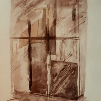 Painting titled "Trapped Shapes" by Ernest Johnson, Original Artwork, Watercolor Mounted on Cardboard