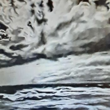 Tekening getiteld "Motion of Waves and…" door Ernest Johnson, Origineel Kunstwerk, Potlood Gemonteerd op Karton