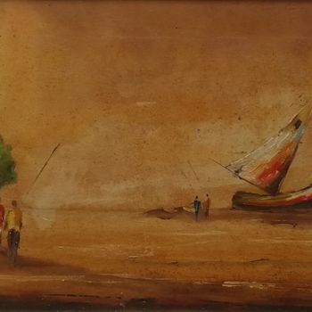 Painting titled "marina-vermelha.jpg" by Ernesto Duarte, Original Artwork, Oil Mounted on Wood Panel