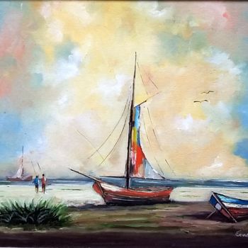 Painting titled "marina.jpg" by Ernesto Duarte, Original Artwork, Oil Mounted on Wood Panel