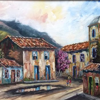 Pintura intitulada "vila.jpg" por Ernesto Duarte, Obras de arte originais, Óleo Montado em Painel de madeira