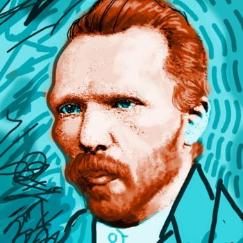 Digital Arts titled "Vincent Van Gogh" by Ernesto Rivera Novoa, Original Artwork, Digital Painting
