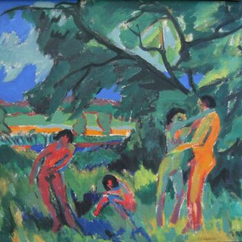 Peinture intitulée "Naked people playing" par Ernst Ludwig Kirchner, Œuvre d'art originale, Huile