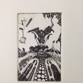 Druckgrafik mit dem Titel "Vulture" von Erol Yıldırım, Original-Kunstwerk, Gravur