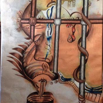 Painting titled "The prison" by Erol Yıldırım, Original Artwork, Oil