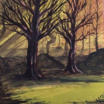 Peinture intitulée "Dark Woods" par Eric Rousset, Œuvre d'art originale, Huile