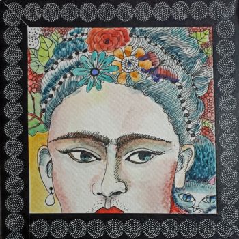 Ζωγραφική με τίτλο "FRIDA KAHLO" από Ervalena, Αυθεντικά έργα τέχνης, Ακουαρέλα