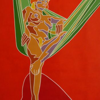 Painting titled "La Hamaca Verde" by Erwin Esquivel C, Original Artwork, Acrylic