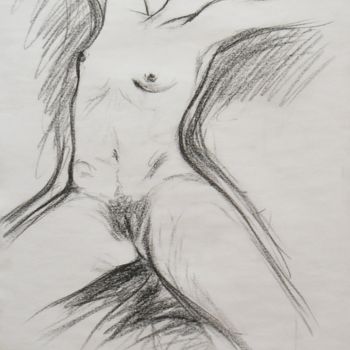 Drawing titled "torso de mujer" by Erwin Esquivel C, Original Artwork, Charcoal