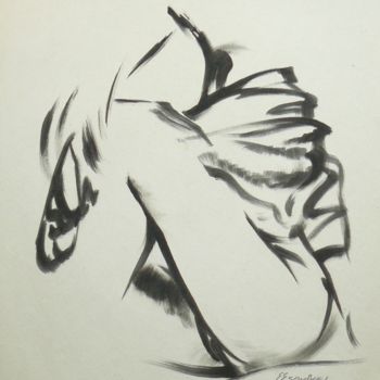 Drawing titled "mujer sentada" by Erwin Esquivel C, Original Artwork, Ink