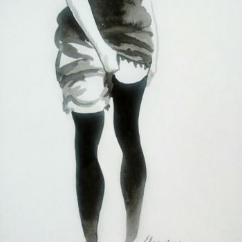 Рисунок под названием "medias negras" - Erwin Esquivel C, Подлинное произведение искусства, Чернила