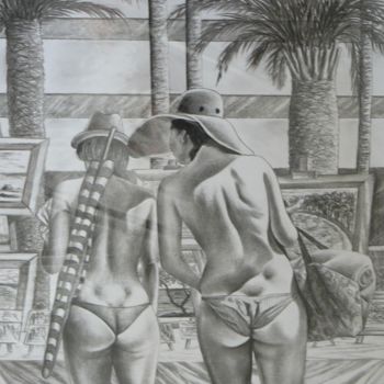 Drawing titled "las banistas" by Erwin Esquivel C, Original Artwork, Pencil