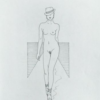 Disegno intitolato "Modelo en pasarela" da Erwin Esquivel C, Opera d'arte originale, Inchiostro