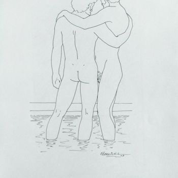 Rysunek zatytułowany „Pareja masculina” autorstwa Erwin Esquivel C, Oryginalna praca, Atrament