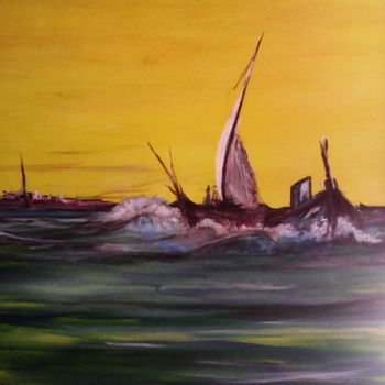 Peinture intitulée "La pêche" par Glu, Œuvre d'art originale, Acrylique
