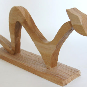 Skulptur mit dem Titel "Miau" von Erwin Bruegger, Original-Kunstwerk, Holz