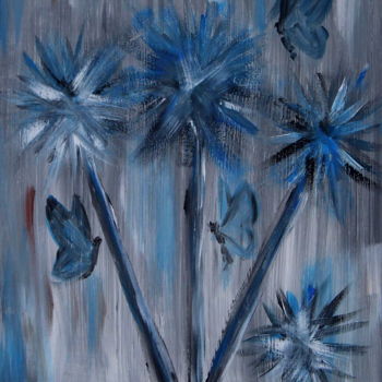 Painting titled "Tine VS - Blue Palm…" by Tine Vs, Original Artwork, Acrylic