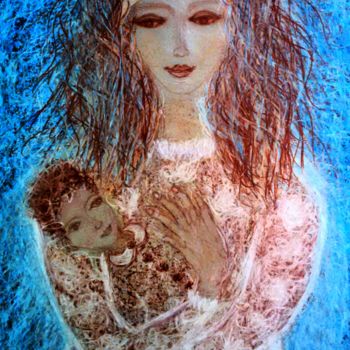 Рисунок под названием "Motherhood" - Erzsébet Engi, Подлинное произведение искусства, Мел