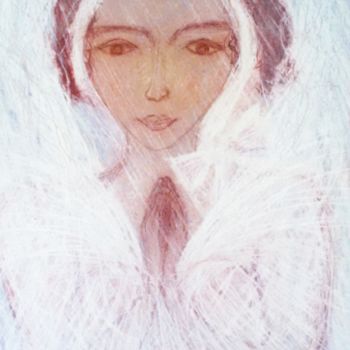 Σχέδιο με τίτλο "Pray" από Erzsébet Engi, Αυθεντικά έργα τέχνης, Κιμωλία
