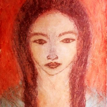 Drawing titled "Kata" by Erzsébet Engi, Original Artwork, Chalk