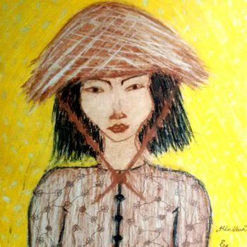 Drawing titled "In China" by Erzsébet Engi, Original Artwork, Chalk