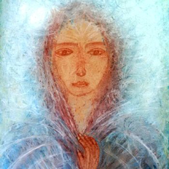 Drawing titled "Maria" by Erzsébet Engi, Original Artwork, Chalk