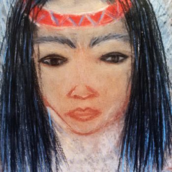 Drawing titled "An indian girl" by Erzsébet Engi, Original Artwork, Chalk