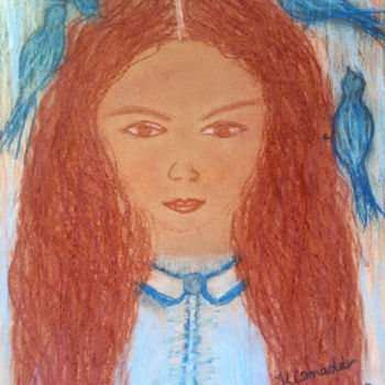 Drawing titled "Little bird" by Erzsébet Engi, Original Artwork, Chalk