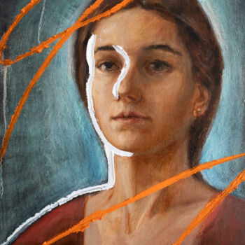 Peinture intitulée "Self Portrait" par Elizaveta Akimova (Esanglier), Œuvre d'art originale, Huile Monté sur Carton