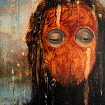 Peinture intitulée "Jesus's eyes" par Elizaveta Akimova (Esanglier), Œuvre d'art originale, Huile Monté sur Carton