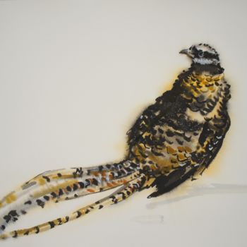 Peinture intitulée "Royal pheasant" par Elena Sanina, Œuvre d'art originale, Aquarelle