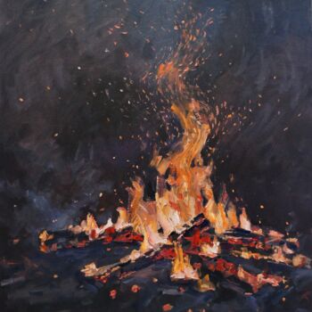 Peinture intitulée "Fire" par Elena Sanina, Œuvre d'art originale, Huile