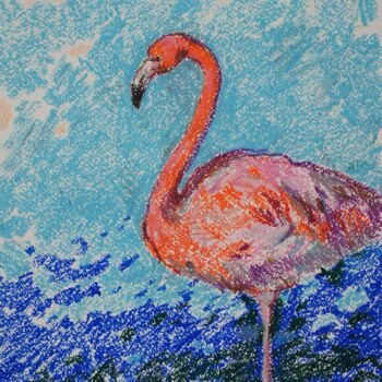 Peinture intitulée "Flamingos" par Elena Sanina, Œuvre d'art originale, Pastel