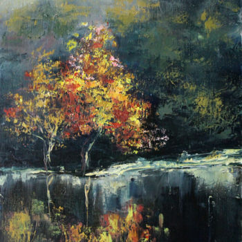 Painting titled "пейзаж" by Natalia, Original Artwork, Oil